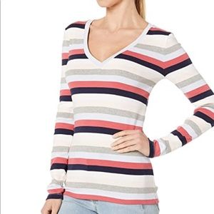 J Crew Perfect Fit Striped V-Neck Tee!